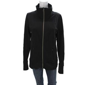 Lululemon Womens Black Athleisure Track Jacket Cotton Blend Zip Size 10